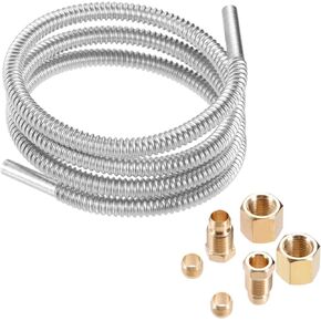 1/4'' Pilot Tube with Fitting Kit, 36 inch Pilot Burner Tube Pipe Assembly - 1/4" OD Stainless Steel Tubing with Olive Fittings M10x1 Female and Male Nuts for Natural Gas Propane Appliances