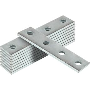 4 Hole Flat Plate Connector Bracket, Length 6⅞", Width 1-5/8", Thickness 5mm, Hole Distance 1¾", Fit for ½" Bolt in 1-5/8" Strut Channel, Steel Electrogalvanized(9 Pcs)