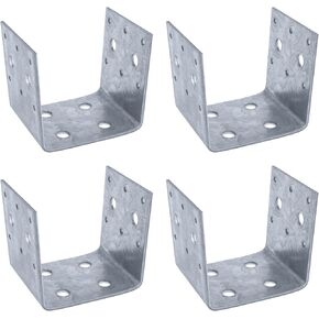 4 PCS Half Post Base Fit 4 x 4 Post Anchor Connector, Heavy Duty Steel Mounting Brackets Support, Inner Size 3-1/2", Thickness 2.8mm
