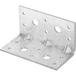 10Pcs Steel L Right Angle Bracket 2 x2 x 4 inch Galvanized Metal Joint Corner Braces with Reinforcing Rib Heavy Duty 90 Degree Connector for Timber Wood, 12 Gauge Thickness, Max Load 110lb