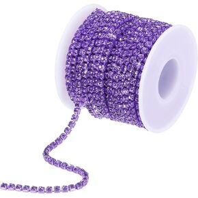 MECCANIXITY 10 Yard 4mm Crystal Rhinestone Diamond Close Chain Trim Trimming Claw Cup Chain for Sewing, Crafts, DIY Jewelry Wedding Decorations Black