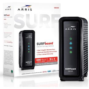 ARRIS Surfboard (32x8) DOCSIS 3.0 Cable Modem, 1.4 Gbps Max Speed, Certified for Comcast Xfinity, Spectrum, Cox, Cablevision & More (SB6190 Black) (Renewed)