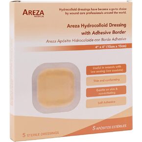 Areza Hydrocolloid Dressing with Border Sterile 4" x 4" 5/Box
