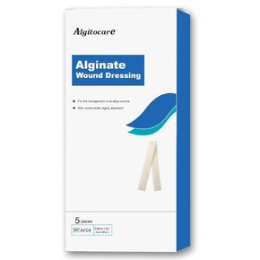 Algitocare Calcium Alginate Wound Dressing - 0.8"x12" Patches, 5 Packs, Non-Stick Gauze Pads for Wound Care, Accelerating Wound Healing, High Absorbency and Soft