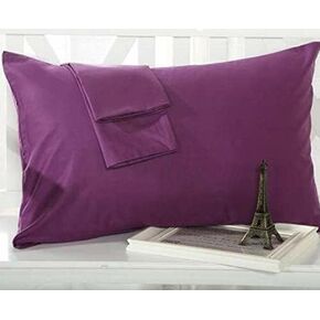 SAHARBEDDINGS Toddler Travel Pillowcase 12x16 500 Thread Count Pack of 2 Toddler Baby Pillowcases Cover with Zipper 100% Egyptian Cotton (Toddler Travel 12x16 Zipper Closer, Plum)