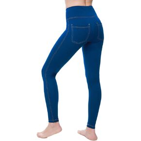 Nirlon Women's Jeggings High Waist Tummy Control Jean Leggings with Pockets (3XL, Indigo)
