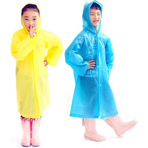 GALAOMA 2Pcs Kids Portable Reusable Rain Poncho Children Raincoats Sporting Traveling