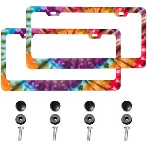 BLUBLU 2 Sets Aluminum Metal License Plate Cover Frame with Screw, Black Screw Caps and Screwdriver for US Standard Vehicles - Daisy