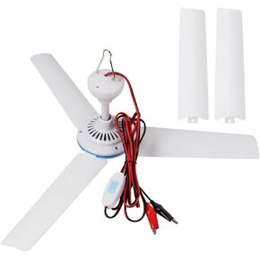 NPKRRSK DC 12V Portable Ceiling Fan 19.7"Mini Hanging Ceiling Fan Camping Tent Fans for Outdoor RV Gazebo, Battery Powered Ceiling Fan Silent Design