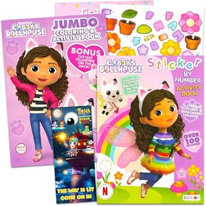 Gabby's Dollhouse Sticker by Number Book - Gabby's Dollhouse Activity Sticker Book Bundle with Gabby's Dollhouse Sticker Mosaic Plus Coloring Book, More | Gabby's Dollhouse Activity Book for Kids