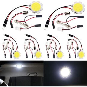 EverBrightt 6-Pack أبيض بارد COB 6-SMD Led لوحة قبة ضوء السيارات سيارة قراءة خريطة ضوء لمبة DC 12V مع محولات T10 / BA9S / اكليل