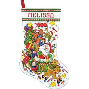 Tobin Santa Sleigh Counted Cross Stitch Stocking Kit