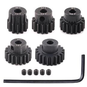 5pcs Mod 1 Pinion Gear 5mm Set Hardened Steel 11T 12T 13T 14T 15T Fit 5mm RC Motor Shaft M1 Pitch Gears Compatible with Arrma Traxxas Axial HSP Redcat Losi RC Car Truck Buggy (with Screwdriver)
