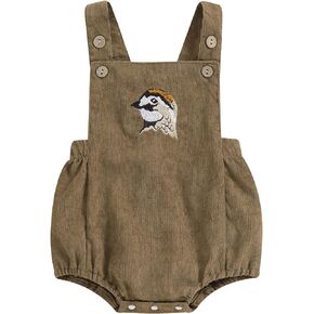 Pudcoco Infant Baby Boys Girls Overalls Sleeveless Mallard Duck Embroidery Corduroy Rompers Newborn Summer Outfit
