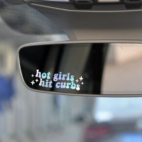 2 x Hot Girls Hit Curbs Vinyl Decal, Water Bottle Sticker, Car Rearview Mirror, Laptop Bumper Sticker, Funny Bumper Sticker, Cute Car Sticker, Car Accessories Gift (5.9 Inches wide, Pink)