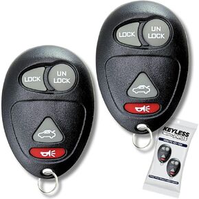 4-Button Keyless Entry Remote Key Fob Replacement, fits Pontiac Aztek Grand Prix, Buick Century Regal Rendezvous, Oldsmobile Intrigue, L2C0007T, 10335582