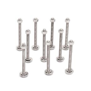 QXSKSLH 1/4-20x3" Complete Set Hex Head Screw Bolts,Nuts,Fender Flat washers,Split Lock Washers,Fully Threaded, Stainless Steel 18-8（304）, Bright Finish (10Set)