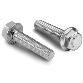 M8-1.25 x 25mm Flange Bolts Flanged Hex Screws, DIN 6921, Stainless Steel 18-8 (304), Plain Finish, Fully Threaded, 10 PCS