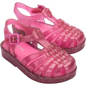 Mini Melissa Girls Possession Shiny BB (Toddler) Fisherman Sandal, Glitter Pink, 7