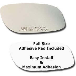 Mirror Glass + Full Size Adhesive Pad for 2010-2014 Ford Taurus Passenger Side Replacement (2010 2011 2012 2013 2014 10 11 12 13 14)