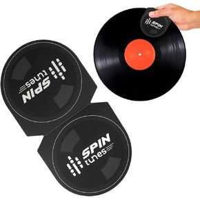 SpinTunes Vinyl Record Mitt & Cleaner Pack of 2 - Record Player Accessories and Anti-Static Soft Microfiber Material to Secure LP Handler and Avoiding to Dirty Fingers (Black)