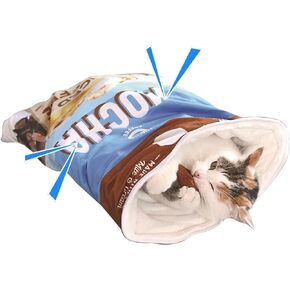 حقيبة نوم للقطط من HSSZXFR، سرير مريح لنوم الحيوانات الأليفة وحقيبة ترفيه للقطط مع تأثير الصدأ ولعبة كيس للقطط وسرير كهف in Kuwait