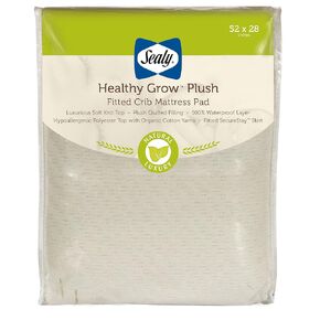 Sealy Healthy Grow Plush Waterproof Fitted Toddler Bed and Baby Crib Mattress Pad Cover Protector, Noiseless, Machine Washable and Dryer Friendly, 52" x 28" - Cream