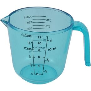 uxcell Plastic Cylinder Shape Kitchen Biochemistry Lab Graduated Scale Powder Liquid Beaker Measuring Cup Tool 300ml Clear Blue
