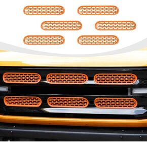 for Bronco Mesh Grill Inserts, 6PCS Front Grille Guard Cover Clip-on Compatible with 2021-2023 Ford Bronco Exterior Accessories, Black