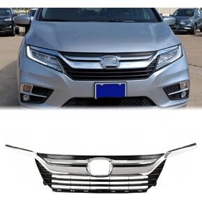 KUAFU Front Grille Grill & Headlight Eyelid Moldings Compatible with 2018-2020 Honda Odyssey Black Mesh Grille Replacement for 71121THRA01 HO1200232 (Upper) 71123THRA01 (Lower) Grill Inserts Kit