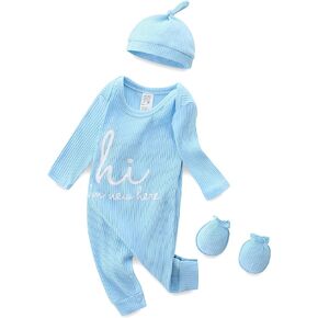 Hikido Newborn Baby Boy Girl Romper Coming Home Outfits Jumpsuit Hat Glove One-Piece Rompers