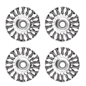 ATOPLEE Wire Wheel Brush, Twist Knotted, 4pcs 4 Inch Carbon Steel Wire Wheel for Angle Grinder, for Heavy-Duty Use of Various Metals (Diameter: 100mm,4pcs)