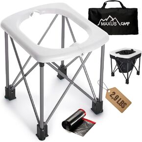 MAXUSCAMP Premium Portable Toilet, Extra Large Folding Camping Toilet Seat, XL high, Portable Toilet for Camping, Light Weight Folding Aluminum Frame, Portable Toilet for Adults, Up to 350lb