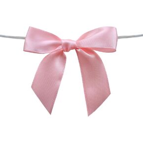 Mefuny 50 Pieces Pink Bow Tie Ribbon Twist Tie Bows for Treat Bags Gift Wrapping Baby Shower Birthday Party
