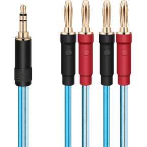 artcavs الموز إلى 3.5 ملم مقابس الموز إلى كابل 3.5 ملم 3.5 ملم إلى كابل توصيل الموز 6N OFC 2x100 AWG مطلي بالذهب 3.5 ملم قابس الموز 4X الموز إلى 3.5 ملم كابل مكبر الصوت (1 متر (3.3 قدم)، أزرق) in Kuwait