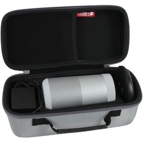 Hermitshell Hard EVA Travel Triple Black Case Fits Bose SoundLink Revolve Bluetooth Speaker and Charging Cradle