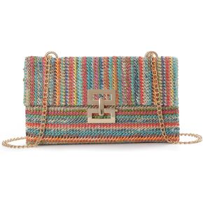 Ynport Straw Clutch Purses for Women Summer Woven Evening Handbags Wicker Rattan Envelope Wallet Chain Shoulder Bag 2024
