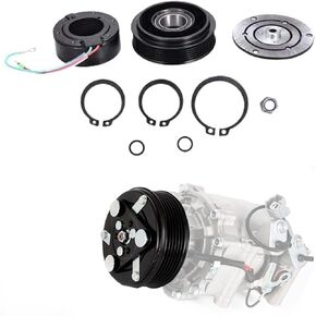 TINJO A/C Compressor Clutch Coil Assembly Repair Kit 38800PLMA021M2 Fit for 2001 2002 2003 2004 2005 Honda Civic 4CYL 1.7L TRS090 Auto Air Compressor Clutch Oil Assembly Kit Pulley Bearing Coil Plate