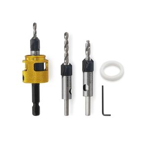 LVOUP Multi-Size Drill Bits Hex Shank Countersink Drill Bit Set Woodworking Countersink Drill Bits with Adjustable Bit Depth Stop（1/8" 9/64" 5/32" x 3/8"）