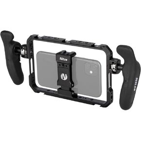 Nitze Smartphone Cage with Side Handles, Aluminum Universal Phone Cage Kit, Smartphone Video Rig for Videomaker, Videographer, Vlogger and Youtuber - T-MP01B