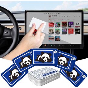 Car Screen Cleaner Wipes, Reusable Car Interior Cleaning Cloth Sticker Assecories for for Display, Sun Visor, Dashboard, Center Control, GPS Dust Detail Removal-Cute Design With Storage Box (10 Pack)