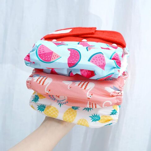 KaWaii Baby One Size HD3 Cloth Diapers, Reusable Adjustable Gender Neutral Easy Hook & Loop 8-36 lbs, Set of 6 Diapers with 6 Super Absorbent Stay-Dry Diaper Inserts in Saudi Arabia
