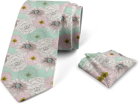 Lunarable Men's Tie Set, Necktie Set Groom Handkerchief for Parties Weddings & All Occasions in Saudi Arabia