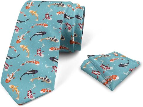 Lunarable Men's Tie Set, Necktie Set Groom Handkerchief for Parties Weddings & All Occasions in Saudi Arabia