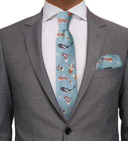 Lunarable Men's Tie Set, Necktie Set Groom Handkerchief for Parties Weddings & All Occasions in Saudi Arabia