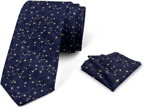 Lunarable Men's Tie Set, Necktie Set Groom Handkerchief for Parties Weddings & All Occasions in Saudi Arabia