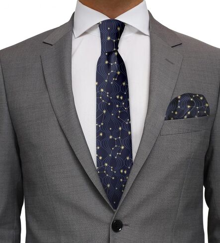 Lunarable Men's Tie Set, Necktie Set Groom Handkerchief for Parties Weddings & All Occasions in Saudi Arabia