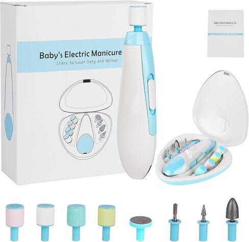 ماكينة تشذيب أظافر الأطفال الكهربائية - 8 في 1 مبرد أظافر الأطفال القابل لإعادة الشحن مع مجموعة إضاءة وتلميع لحديثي الولادة والأطفال الصغار والعناية بأظافر الأصابع 8 رؤوس جلخ in Kuwait