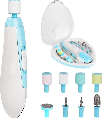 ماكينة تشذيب أظافر الأطفال الكهربائية - 8 في 1 مبرد أظافر الأطفال القابل لإعادة الشحن مع مجموعة إضاءة وتلميع لحديثي الولادة والأطفال الصغار والعناية بأظافر الأصابع 8 رؤوس جلخ in Kuwait