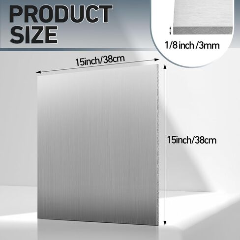 Blulu 2 Pcs 6061 Aluminum Sheet Metal 15 x 15 x 1/8 Inch Thickness Heavy Duty Plain Panel Solid Rectangle Metal Plate Flat Stock 3mm Aluminum Plate for Crafting Industry Structural Framing Base in Saudi Arabia